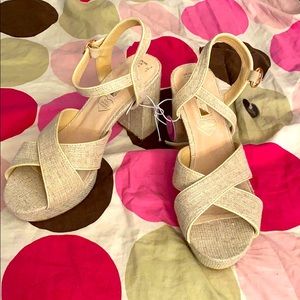 Glittery Heels Never Worn Strap Wedges or Heels